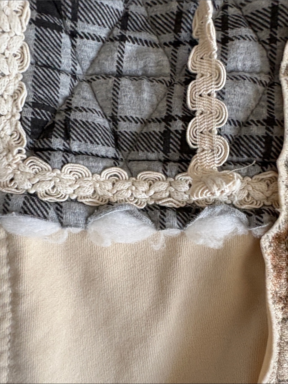 POL Beige, Tan & Gray Patchwork Hooded Jacket with Peace Patch - Picture 8 of 14